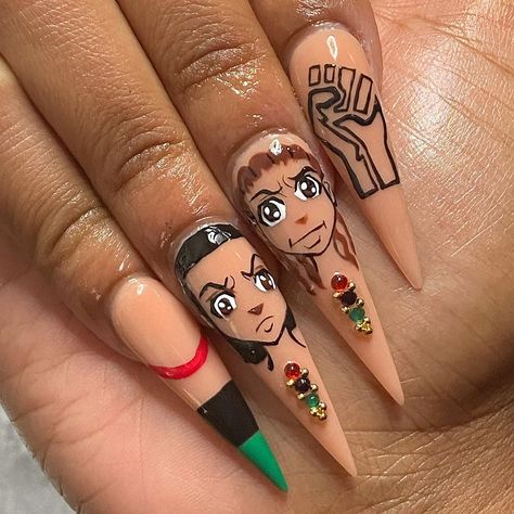 Boondocks Nails, Freestyle Nails, Character Nails, Pride Nails, Jeezy, Nail Beauty, Black Nail, Nail Inspiration, Nails Designs