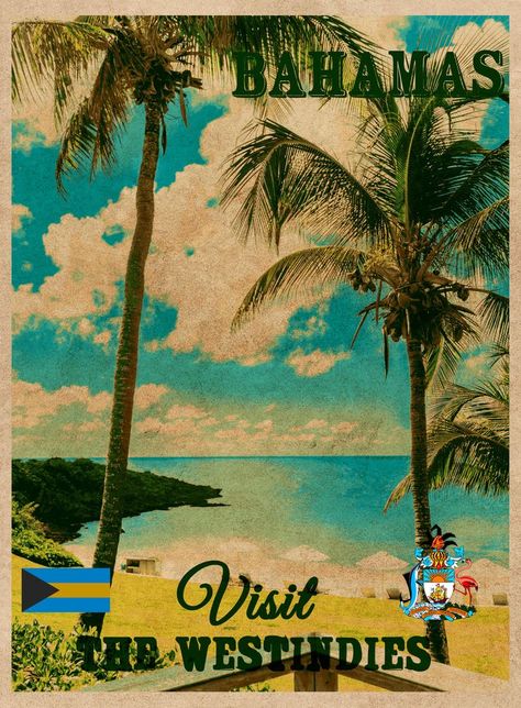 Vintage Travel Poster Bahamas Bahamas Pictures, Vintage Bahamas, Bahamas Travel, Tourism Poster, Vintage Tiki, Wallpaper Stickers, Vintage Travel Poster, Clothing Designs, Nancy Drew