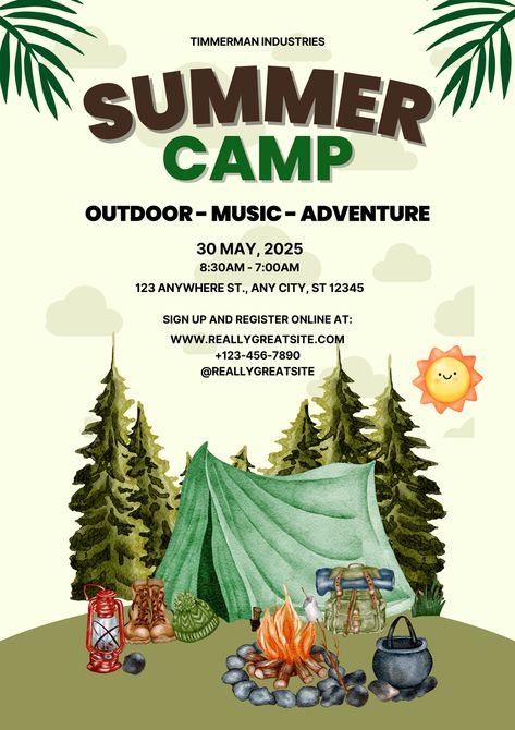 Summer camp event poster Summer Camp Poster, Camp Event, Event Poster Template, Simple Poster, Photo Collage Maker, Collage Background, Party Poster, Flyer Maker, Poster Maker