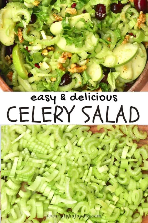 Enjoy this sweet and savory simple celery salad with apples, grapes, and dried fruit. This simple salad is a healthy take on a Waldorf salad without the heavy mayo dressing! It takes just minutes to prepare and is gluten-free, and can be made dairy-free too! Apple Waldorf Salad, Grapefruit Juice Diet, Salad With Apples, Mayo Dressing, Celery Recipes, Celery Salad, Waldorf Salad, Cabbage Soup Diet, Simple Salad