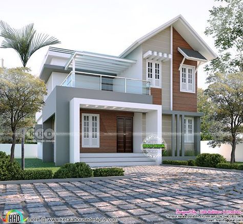 Indian Farmhouse Design Exterior, Small House Design Kerala, House Rendering, Indian House Exterior Design, 3 Storey House Design, Kerala Home, Contemporary Houses, Kerala House, 2 Storey House Design