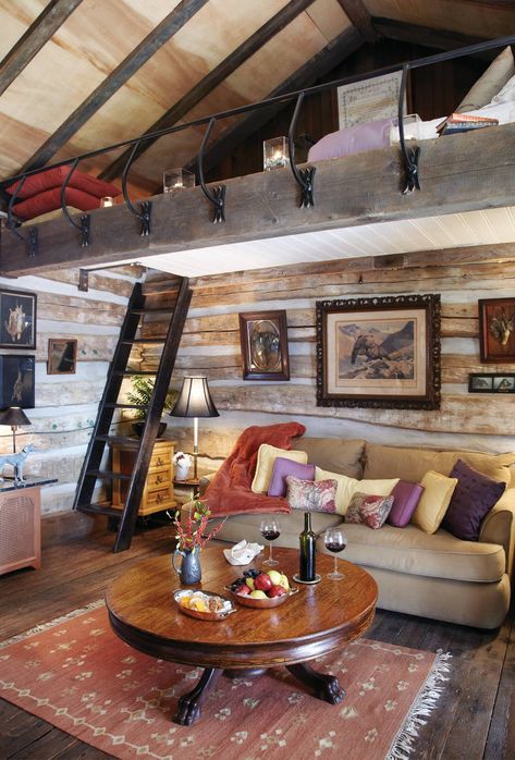 Cozy cabin with loft - Imgur Log Cabin Loft, Cabin Loft, Cozy Loft, Tiny House Interior Design, Interior Design Per La Casa, Cabin Living, Tiny House Interior, Loft Apartment, Design Del Prodotto