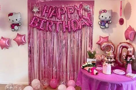 21st Birthday Hello Kitty, Hello Kitty 12 Birthday, Hello Kitty 18th Birthday Party, Hello Kitty Birthday Party Aesthetic, Hello Kitty Bday Decorations, Birthday Decorations Hello Kitty, Pink Hello Kitty Birthday Party, Hello Kitty Birthday Decorations Party Themes, Hello Kitty Party For Adults