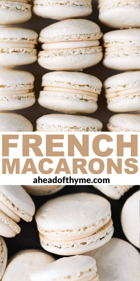 Macaron Cookie Recipe, French Vanilla Macarons Recipe, French Vanilla Macarons, How To Make Macaroons Without Almond, Homemade Macaroons Easy, Macaroons Recipe Vanilla, Macaroon Buttercream Filling Recipe, Vanilla Macaron Filling Recipe, Beginner Macarons