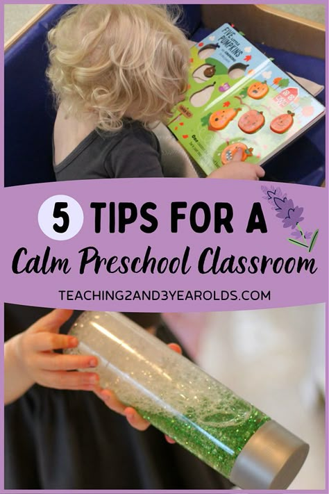 Toddlers and preschoolers have a lot of energy! Here are my favorite tips for teachers on how to create a calmer classroom. #toddlers #preschool #calm #quiet #classroom #tips #teachers #environment #behavior #teaching2and3yearolds Teaching 2s And 3s, Challenging Behaviors Preschool Early Childhood, Preschool Teacher Tips And Tricks, Prek Teacher Tips, Two Year Old Teacher Ideas, Preschool Hacks Teachers, Preschool Tips Teachers, Calming Preschool Classroom, Pre K Classroom Must Haves