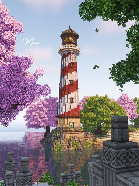 You can follow my tutorial linked here for this Lighthouse Design <3 ♡ Mizuno's 16 pack ♡ BSL shaders ♡ For more info on CIT packs used, visit my website (munkei.com.au) and click on "FAQ" Find my social media via my linktree (https://linktr.ee/munkei) #minecraft #minecraftdesign #minecraftflowerpothouse #minecraftbuilds #flowerpot #mcbuilds #minecraftideas #minecraftbuilding Light House Minecraft Easy, Minecraft Beacon Builds, Minecraft Fairy Builds, Beacon Minecraft, Minecraft Lantern, Minecraft Lighthouse, Minecraft Ship, Minecraft Beach House, Minecraft Light