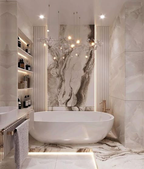 Beige Modern Bathroom, Small White Bathroom Ideas, High End Bathroom Design Luxury, Italian Marble Bathroom, Hotel Bathroom Design Luxury, Opulent Bathroom, Hotel Bathtub, Dreamy Bathrooms, Bathroom Luxurious