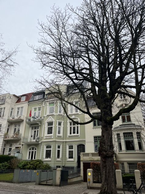 green apartment block, hamburg germany Apartments In Germany, Germany Apartments, Apartment Germany, Germany Apartment, Apartment Block, Vintage Apartment, Green Apartment, Building Aesthetic, Life Board