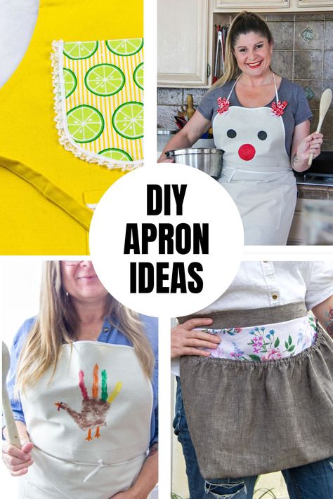 From holiday aprons, to harvest aprons, and role-playing aprons for kids, we've got you covered. Decorated Aprons Ideas, Apron Craft For Kids, Diy Apron Decorating Ideas, Diy Apron For Kids, Kids Apron Ideas, Apron Decorating Ideas, Kids Apron Decorating, Toddler Apron Sayings, Personalized Kids Apron