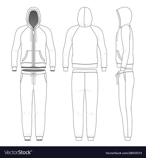 Pants Side View Drawing, Hoodie Drawing Reference, Side View Drawing, Vector Clothes, Flat Pants, Jersey Uniform, Blank Templates, Hoodie Drawing, Hoodie And Pants