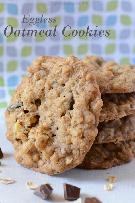 Eggless Oatmeal Cookies, Eggless Cookie, Eggless Cookie Recipes, Egg Free Baking, Egg Free Cookies, Eggless Cookies, Eggless Desserts, Easy Christmas Cookie Recipes, Mug Cakes