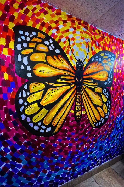 Monarch Butterfly Mural, Playground Mural, Butterfly Wall Painting, Butterfly Mural, Bedroom Art Painting, Walls Painting, Image Wall, Mural Art Design, Wall Murals Diy