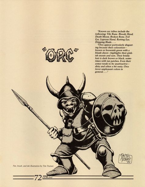 Orc warrior by Timothy Truman. Dungeons And Dragons Cartoon, Advanced Dungeons And Dragons, Dungeons And Dragons Art, Dnd Art, Fantasy Monster, Fantasy Games, Ink Illustrations, Fantasy Books, Fantasy Artwork