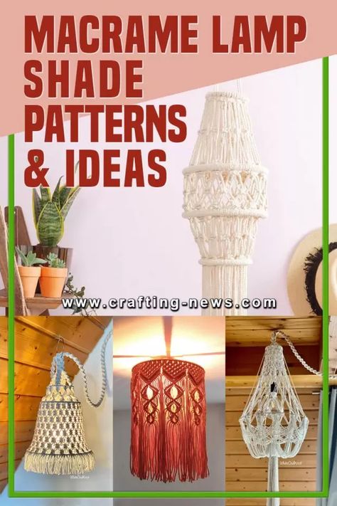 Macrame Lights Hanging, Macrame Lampshade Pattern, Macrame Lamp Shade Pattern, Macrame Lampshade Diy, Diy Ceiling Lamp Shade, Diy Lamp Shade Makeover Boho, Macrame Lamp Shade Tutorial, Macrame Light Fixture, Macrame Lamp Shade Diy