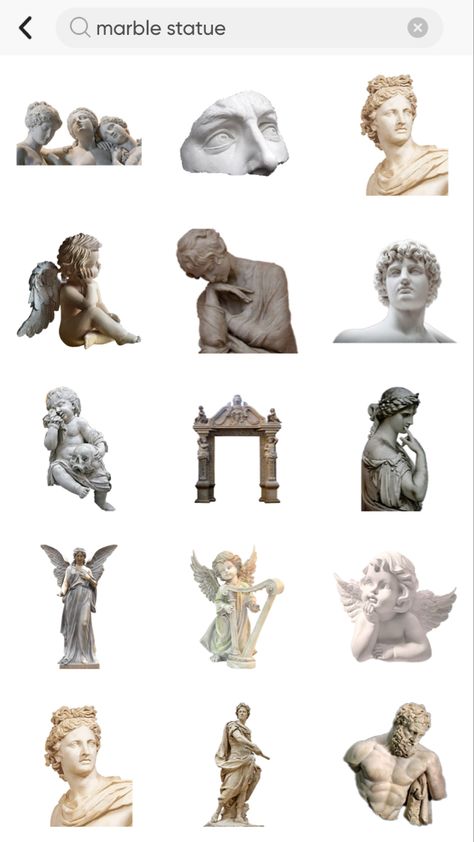 Greek Canva Elements, Yunani Aesthetic, Greece Scrapbook, Picsart Keyword, Statue Sticker, Canva Keywords Elements, Ancient Greece Aesthetic, Angel Statues Sculpture, Angelic Aesthetic