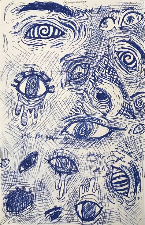 Ball Pen Drawing Simple, Hallucination Drawing, Ink Pen Drawings Doodles, Pen Art Abstract, Art Sketches Pen, Pen Drawings Aesthetic, Messy Drawings, Hammer Horror, Fineliner Art