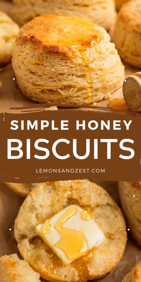 This super simple, buttery Honey Biscuits recipe made from scratch is a perfect compliment to any meal, cup of tea and more. Ready in under 30 minutes and only basic kitchen staples needed. Classic homemade biscuits with a touch of sweetness from the honey the whole family will love! Diy Biscuits From Scratch, Honey Buiscits Recipes, Homemade Sweet Biscuits, Honey Biscuits Recipe, Simple Biscuit Recipe, Sweet Biscuit Recipe, Honey Biscuit Recipe, Simple Biscuits, Healthy Breakfast Baking