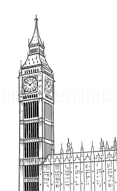 Big Ben Tattoo, Big Ben Drawing, Painting Outlines, London Clock Tower, London Drawing, Big Ben Clock, London Clock, Building Drawing, London Tattoo