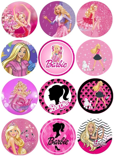 Barbie Cupcake Toppers Printable Free, Barbie Cake Topper Printable, Barbie Cupcake Topper, Disney Cars Cupcakes, Barbie Cake Topper, Barbie Cupcakes, Cars Cupcakes, Circle Cake, Shoe Template