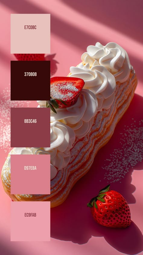 Colors:
E7C0BC ° 370808 ° 8B3C46 ° D97E8A ° EC9FAB Flat Color Palette, Strawberry Color, Color Design Inspiration, Hex Color Palette, Pastel Designs, Brand Color Palette, Model Paint, Color Palette Design, Blurred Background