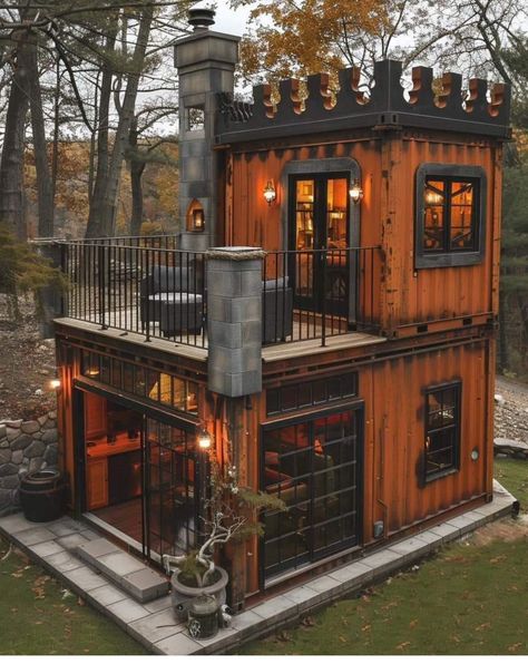 Container House Plans, Fantasy House, Container House Design, Unique Houses, Tiny House Cabin, Shipping Containers, Shipping Container Homes, Tiny House Living, Tiny House Design