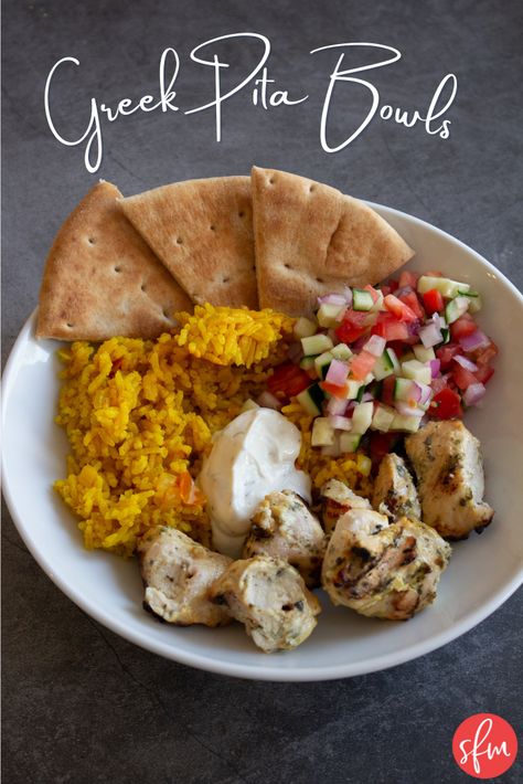 BBQ Greek Chicken - Stay Fit Mom Greek Pita Bowls, Stay Fit Mom Recipes, Healthiest Recipes, Stay Fit Mom, Macro Friendly Meals, Macro Meal Plan, Greek Pita, Packed Meals, Macro Counting