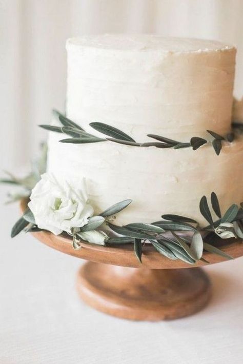 Wedding Cake With Olive Leaves, Cake With Olive Leaves, Wedding Cake Olive, Summerour Studio Wedding, Affordable Wedding Decorations, Olive Wedding, Marriage Day, Olive Leaves, Simple Elegant Wedding