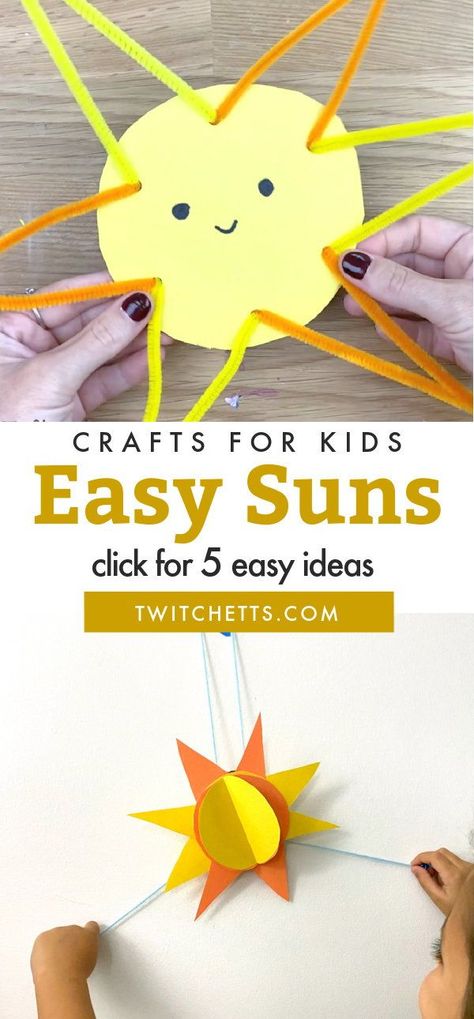 These sun crafts for kids are perfect for preschoolers and kindergarteners. Create them during your craft time, turn them into a summer station, use them as fun morning work, or create them at home. #sun #preschool #craftsforkids #twitchetts Sun Projects For Kids, Sunshine Crafts For Kids, Sun Preschool Activities, Preschool Sun Crafts, Fun In The Sun Crafts, Sun Crafts For Preschoolers, Sun Crafts For Kids, Fun Morning Work, Sun Craft