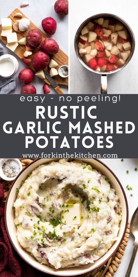 Mashed Potatoes With Skin, Garlic Red Mashed Potatoes, Red Skin Mashed Potatoes, Mashed Red Potatoes, Garlic Mashed Potatoes Recipe, Red Potato Recipes, Best Mashed Potatoes, Potato Skin, Potato Recipes Side Dishes