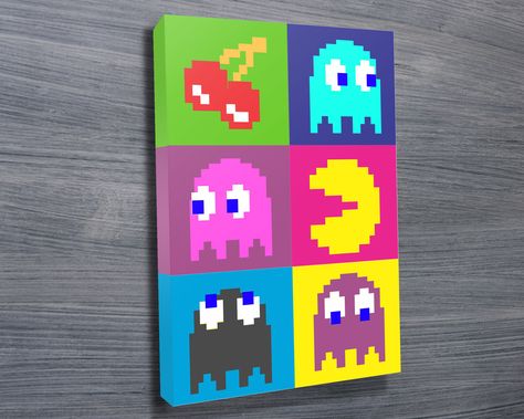 Pacman Warhol popart Man Game Room, Room Retro, Pop Art Decor, Retro Pop Art, Ideas Decoracion, Pop Art Canvas, Retro Pop, Pac Man, Large Canvas Prints