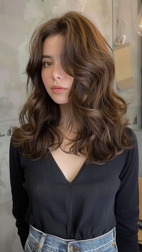 Ash Walnut Hair Color, Natural Brown Highlights On Brown Hair, Hollywood Brunette Hair, Shades Of Brown Hair Color Brunettes, Brunette Hair Layers Medium, One Tone Hair Color Brown, Ash Highlights On Brown Hair, Cool Tone Skin Hair Color, Brown Cool Tone Hair