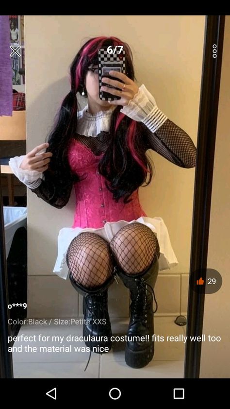 Dracula Costume Monster High, Dracula Inspired Outfits, Diy Draculaura Costume, Draculara Cosplay Outfit, Draculora Cosplay, Monster High Draculaura Outfits, Draculaura Outfit Inspiration, Draculaura Inspired Outfits, Cosplay Draculaura