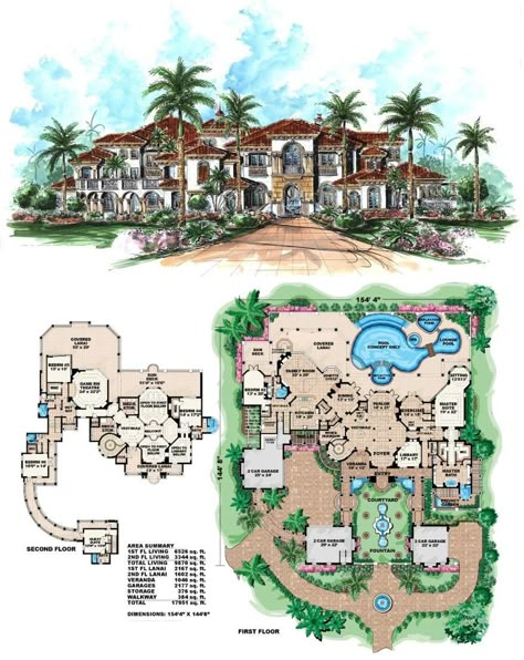 Beach Mansion Floor Plan, Tuscan House Plans, Beach Mansion, Luxury Plan, Mediterranean House Plan, House Plans Mansion, Mediterranean House Plans, Mansion Floor Plan, Beach House Plans