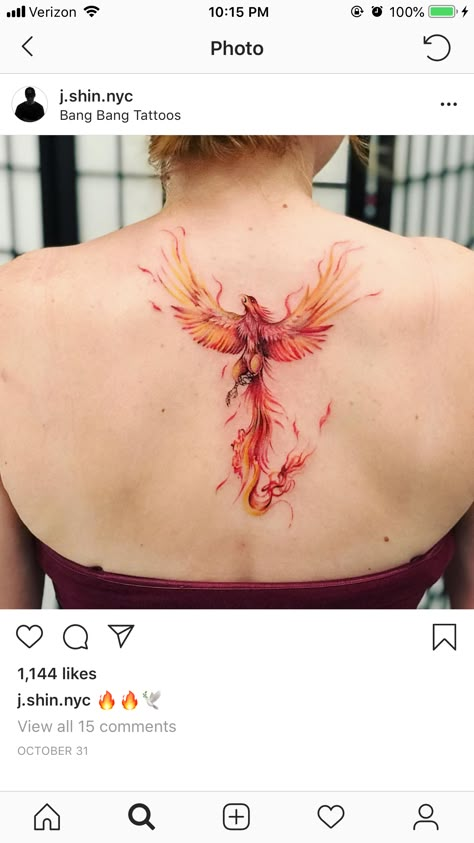 Phoenix Tattoo Feminine Colorful, Phinixbird Tattoo, Phoenix On Fire Tattoo, Feminine Fire Tattoo, Phoenix Fire Tattoo, Phoenix Tattoo Feminine Back, Fire Phoenix Tattoo Feminine, Phoenix Tattoo On Back, Phoenix Tattoo Fire