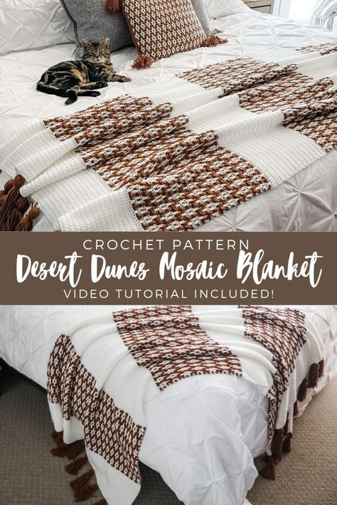 Free Blanket Crochet Patterns, Quick And Easy Crochet Blanket, Nordic Crochet, Easy Crochet Blanket Patterns, Mosaic Blanket, Free Crochet Blanket Patterns, Crochet Mosaic, Crocheted Blankets, Crochet Throw Pattern