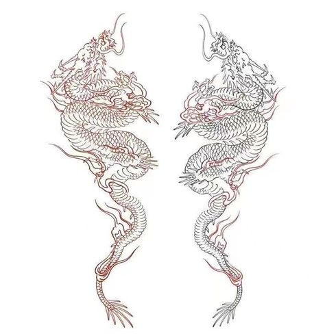 Cute Dragons Tattoo, Mythology Dragon Tattoo, Dragons Back Tattoo, Dragon Tattoo Template, 2 Dragons Tattoo, Vietnamese Dragon Tattoo, Two Dragons Tattoo, Tattoo Designs Dragon, Fake Tattoos Temporary