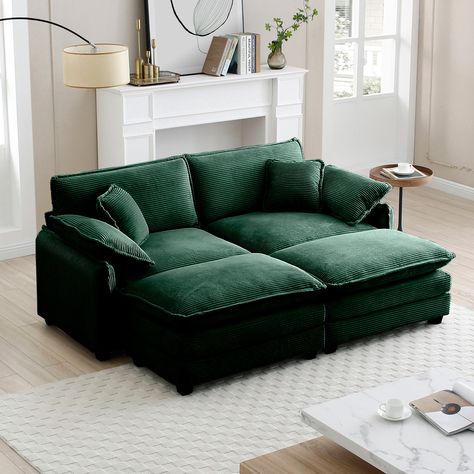 Product Features Epitome of style and retro：this sofa is a perfect blend of fashion and retro, combining classic and modern elements. Green Cloud Couch, Cozy Living Room Warm, Corduroy Sofa, 4 Pillows, Soft Throw Pillows, Elegant Sofa, Comfy Sofa, Modern Elements, Modular Sectional Sofa