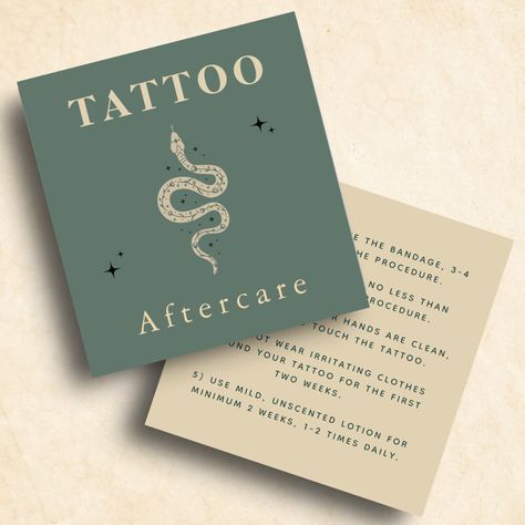 Tattoo Aftercare Instructions, Tattoo Artist Business Cards, Tattoo Shop Decor, Tattoo Studio Interior, Cards Tattoo, Cream Tattoo, Tattoo Station, Tattoo Salon, Art Business Cards