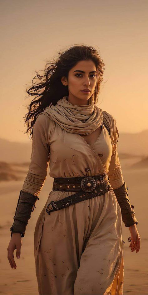 Desert Outfit Fantasy, Sahara Desert Outfit, Desert Aesthetic Fashion, Dune Outfit, Egypt Clothing, Desert Clothing, Desert Outfit, Desert Dress, Swimming In The Ocean