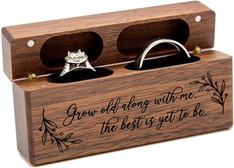 Ring Box Wedding Diy, Wood Ring Box Wedding, Wedding Ring Bearer Boxes, Engagement Ring Holders, Modern Wedding Ceremony, Grow Old With Me, Wood Ring Box, Ring Case, Ring Bearer Box