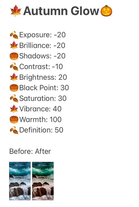 Iphone Filters Photo Editing Fall, Cozy Photo Editing, Fall Photo Filter, Autumn Photo Editing Iphone, Fall Photo Edit, How To Edit Fall Photos, Fall Iphone Photo Edit, Fall Editing Iphone, Fall Filter Iphone