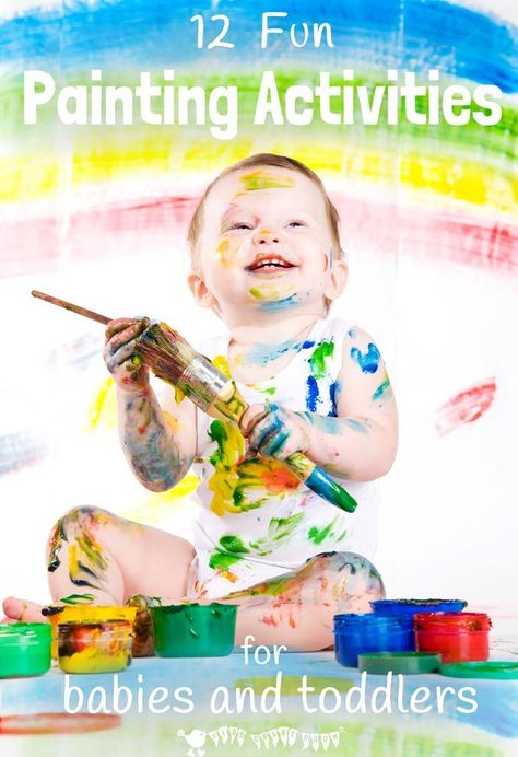 It's never too early to start introducing creative activities to children! Here are 12 FUN PROCESS ART PAINTING ACTIVITIES FOR BABIES AND TODDLERS. Some are super messy fun, stimulating all of the senses and some are mess free for times when you need it clean and easy! Each will allow your baby or toddler to explore, experiment and create in their own unique way. Activities For Babies, Kids Craft Room, Painting Activities, Baby Painting, Toddler Learning Activities, Process Art, Color Activities, Craft Activities For Kids, Creative Activities