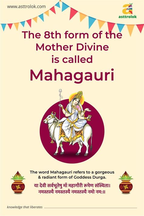 Day 8 Navratri Goddess, Navratri 8th Day, Goddess Mahagauri, Navratri Day 8, 8th Day Of Navratri, Navratri Goddess, Spiritual Vibes, Chaitra Navratri, Navratri Wishes