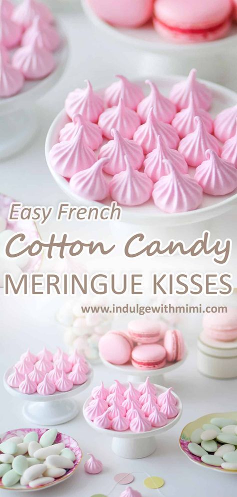 Cotton Candy Meringues, Cotton Candy Recipe, Easy Meringues, Meringue Cookie Recipe, Meringue Desserts, Carnivore Recipes, Meringue Kisses, Meringue Recipe, Cookies Easy