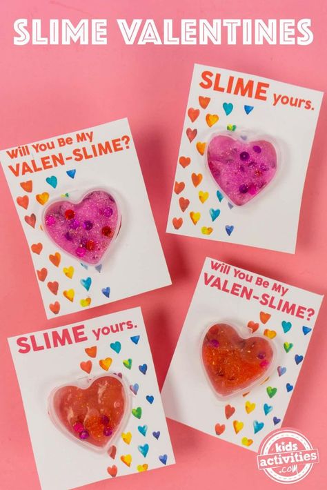 Homemade Slime Valentines With Free Printable To Make This Year! Slime Valentines, Pinterest Valentines, Roses Valentine, Valentines Printable, Slime For Kids, Class Valentines, Homemade Slime, Valentine's Day Printables, Valentines Printables Free