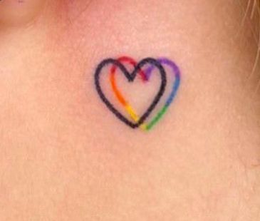 Rainbow Finger Tattoo, Colorful Minimalist Tattoo, Lgbt Tattoos, Rainbow Tattoo Ideas, Simple Rainbow Tattoo, Simple Pride Tattoos, Cute Rainbow Tattoo Ideas, Pride Month Tattoos, Ally Tattoo