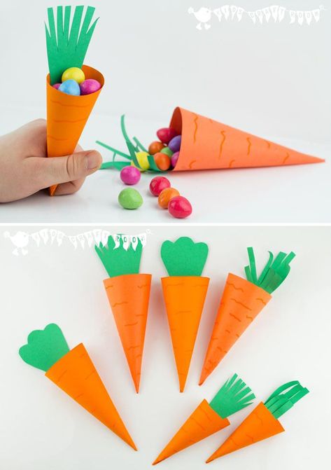 Easter Crafts Kids Basket, Paper Carrots, Cute Carrot, Easter Arts And Crafts, Kids Craft Room, Kids Easter Basket, Easter Art, Bunny Crafts, Easter Time