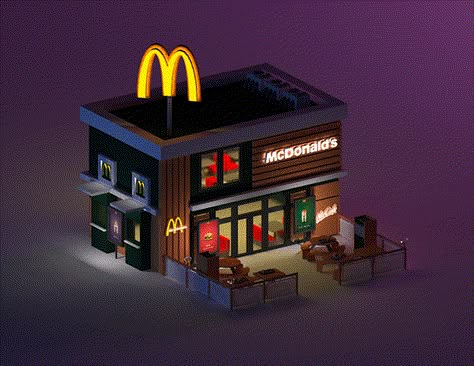 mcdonalds low poly 3d on Behance Low Poly 3d Art, Blender Ideas 3d, Blender 3d Inspiration, Low Poly Interior, Blender 3d Art, Blender Low Poly, Lowpoly 3d, 3d Karakter, Mcdonald's Restaurant