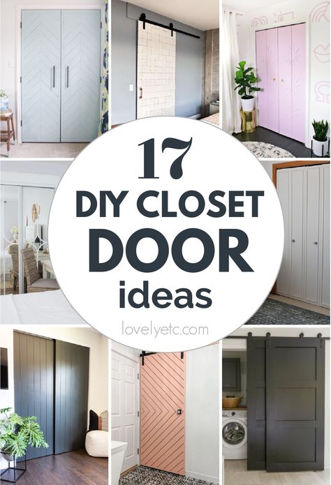 These diy closet door ideas have so many creative ideas for updating plain closet doors. From ideas for updating sliding closet doors to be more functional to beautiful closet door painting ideas, there are all kinds of smart ways to help your closet doors look gorgeous and work better at the same time. Diy Doors For Closet, Fabric Covered Closet Doors, Diy Sliding Closet Doors How To Build, Walk In Closet Sliding Door Ideas, Diy Closet Doors How To Build, Diy Bedroom Closet Doors, Alternatives For Closet Doors, How To Make Closet Doors Look Better, Closet Doors Bifold Makeover