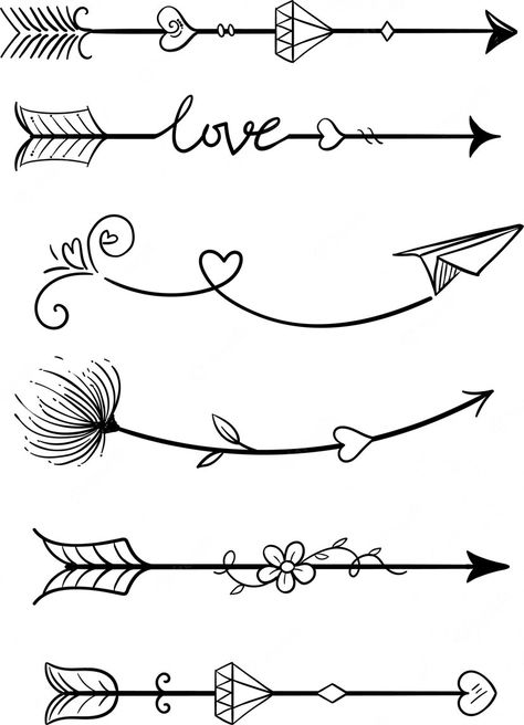 Premium Vector | Arrow illustration set Arrow Doodles Hand Drawn, Arrow Drawing Simple, Boho Sketches, Arrow Ideas, Simple Arrow Tattoo, Diy Tattoos, Arrow Doodle, Arrow Tattoos For Women, Australia Tattoo